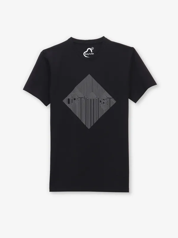 BEING HUMAN black cotton printed t-shirt