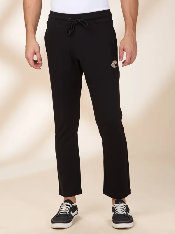 BEING HUMAN black cotton track pant for mens