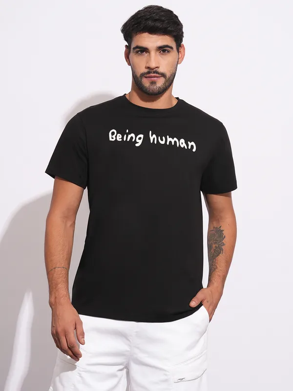 BEING HUMAN black logo printed t-shirt