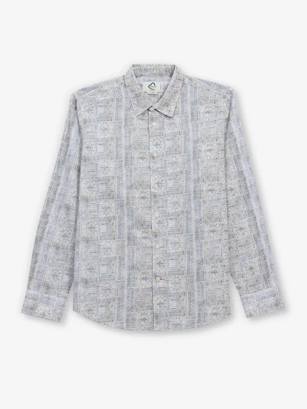BEING HUMAN blue and beige printed shirt