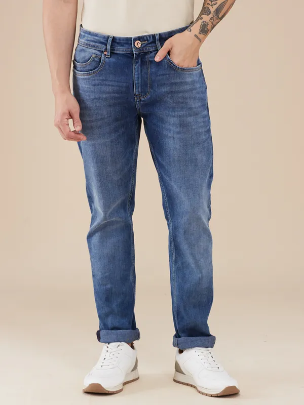 BEING HUMAN blue washed straight fit jeans