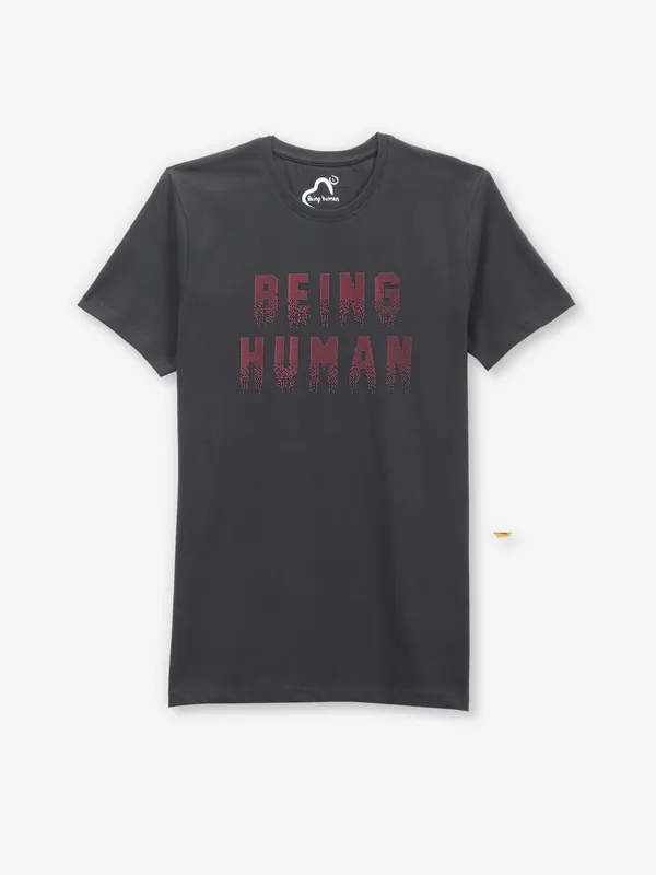 BEING HUMAN charcoal brand name t-shirt