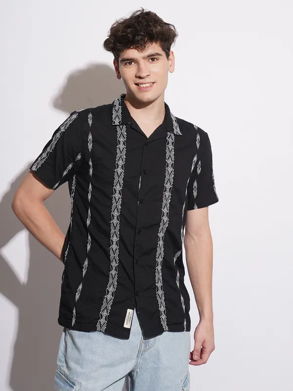 BEING HUMAN cotton black casual shirt for men