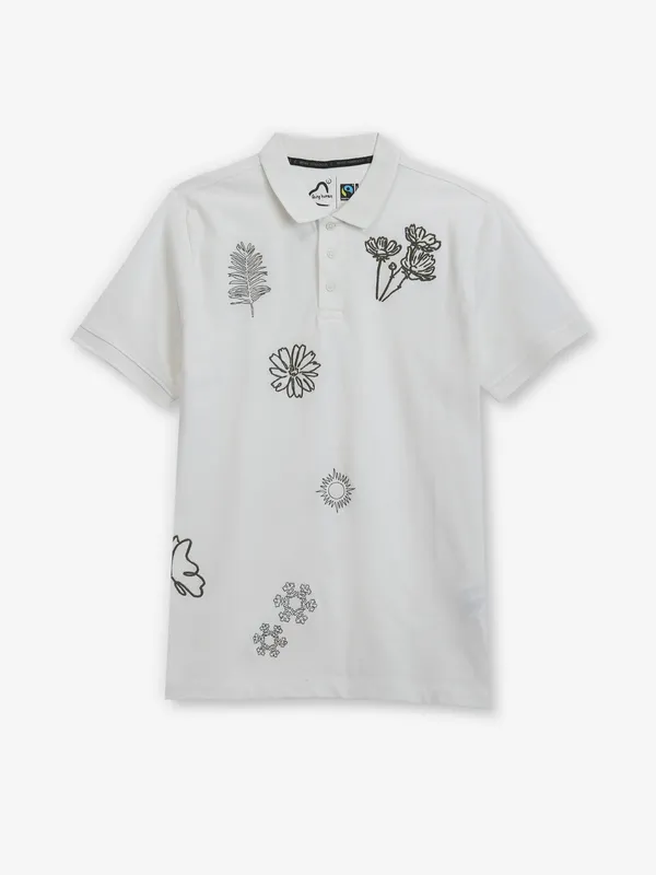 BEING HUMAN cotton white printed t-shirt