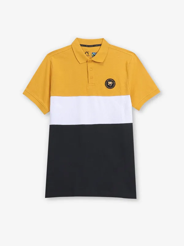BEING HUMAN cotton yellow color block t-shirt