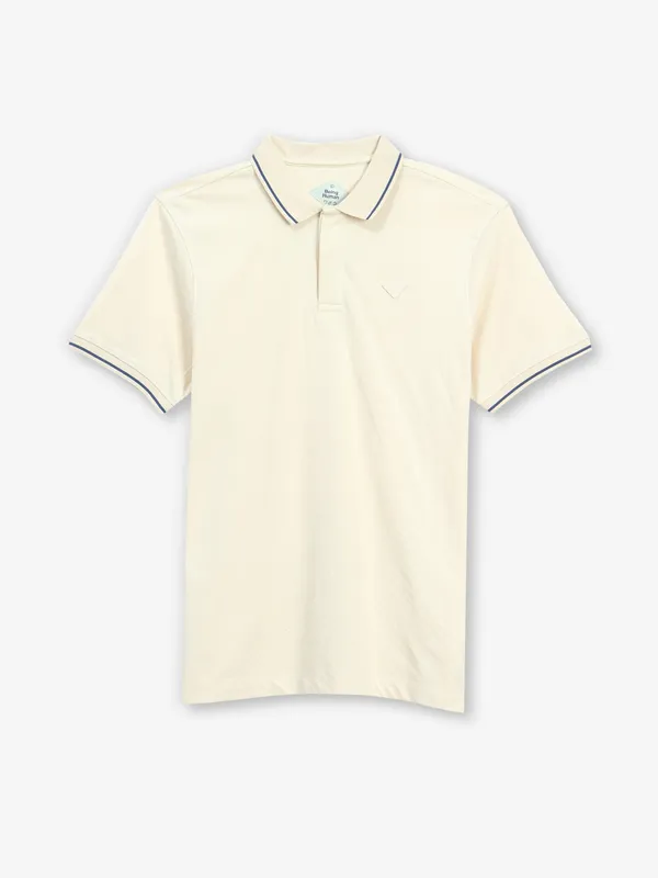 BEING HUMAN cream cotton polo t-shirt