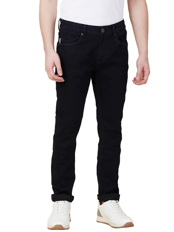 BEING HUMAN dark navy blue slim tapered jeans for mens