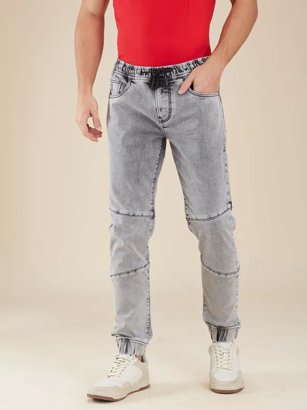 BEING HUMAN grey joggers fit denim jeans