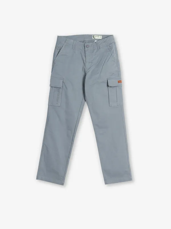 BEING HUMAN grey solid cargo jeans