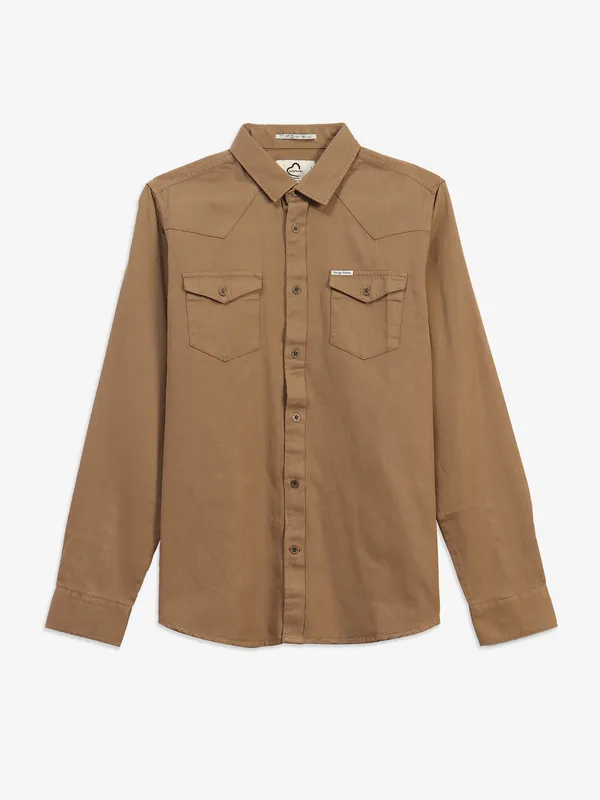 BEING HUMAN khaki cotton shirt