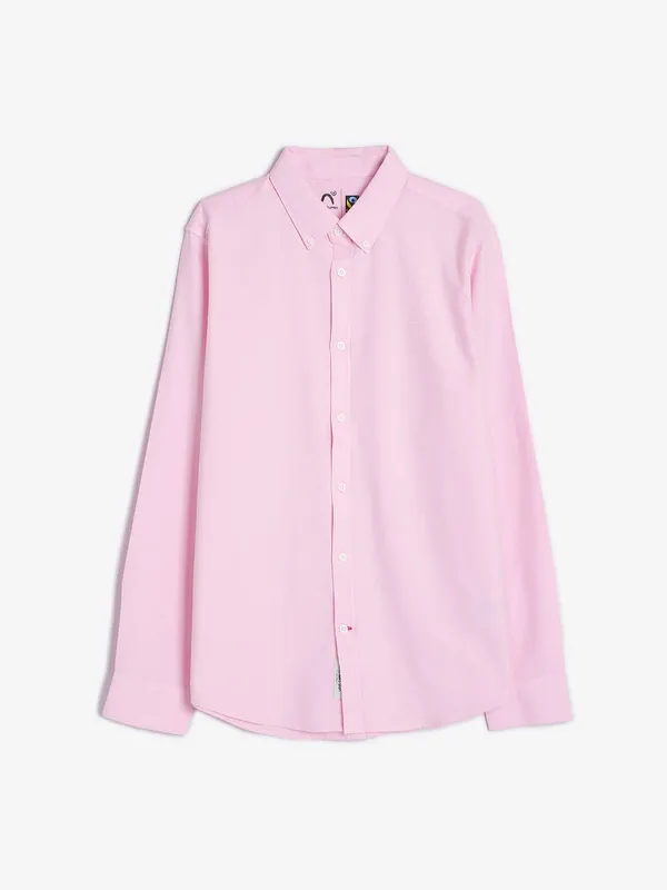 Being Human light pink plain cotton shirt