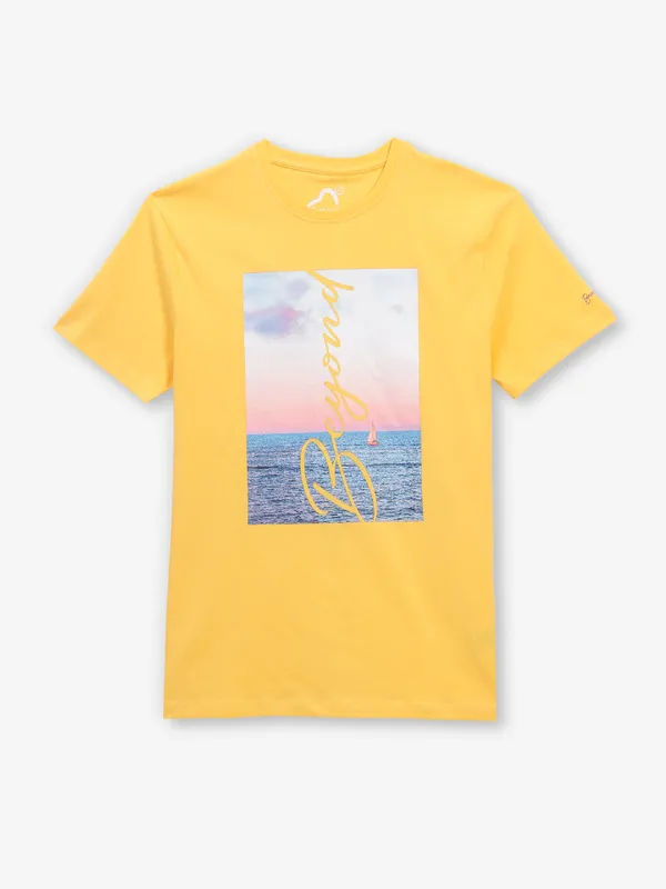 BEING HUMAN mustard yellow printed t-shirt