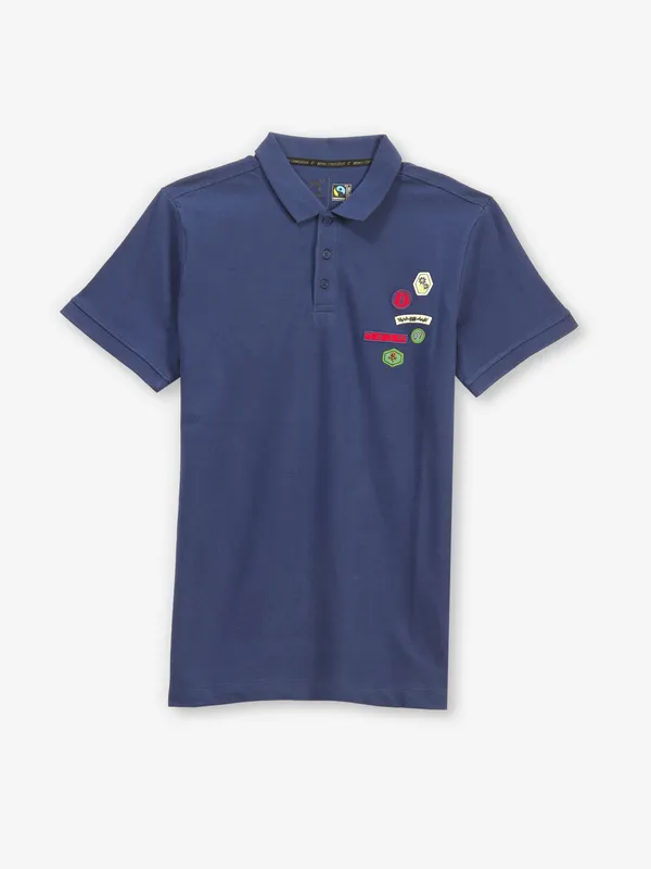 BEING HUMAN navy cotton half sleeve t-shirt