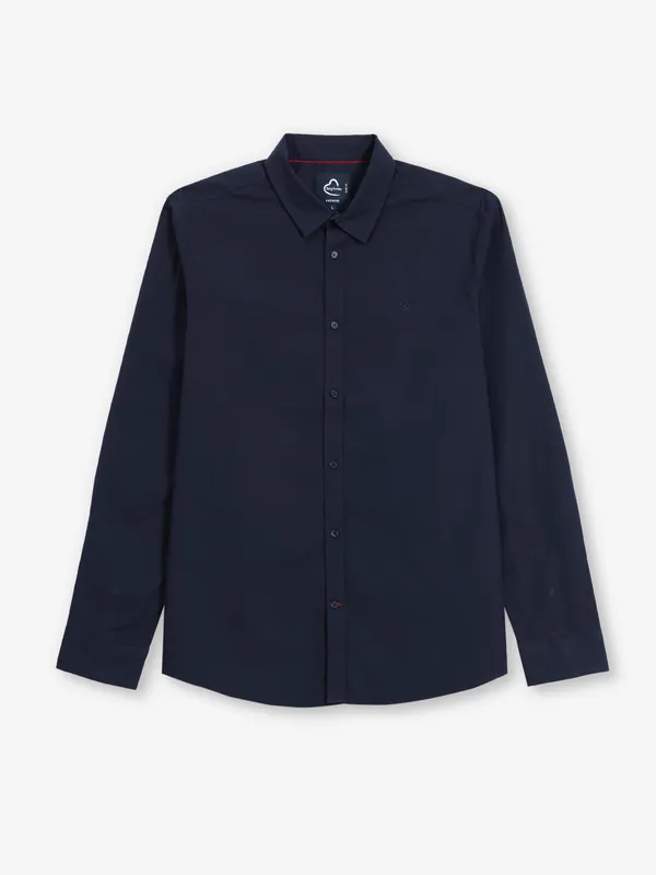 BEING HUMAN navy plain cotton shirt