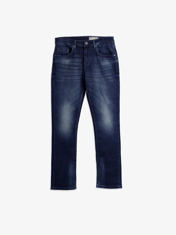 BEING HUMAN navy washed slim straight fit jeans