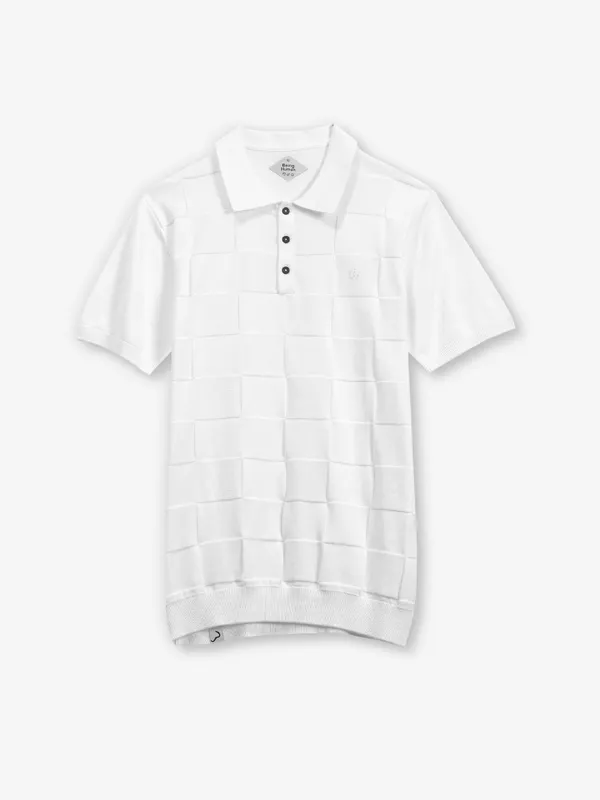 BEING HUMAN off-white texture polo t-shirt