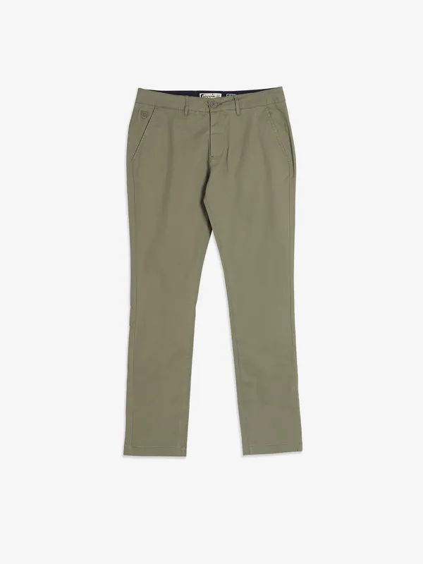 BEING HUMAN olive solid trouser