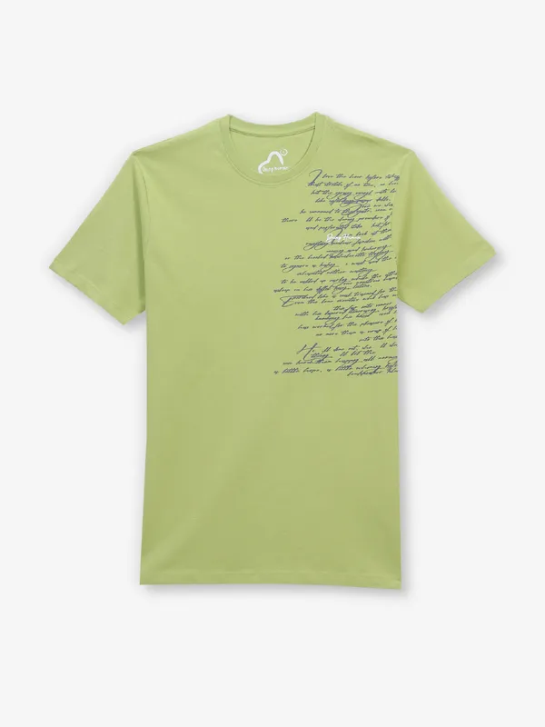 BEING HUMAN pista green printed cotton t-shirt