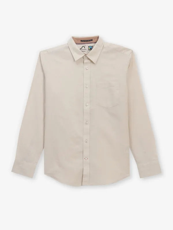 BEING HUMAN plain beige cotton full sleeve shirt