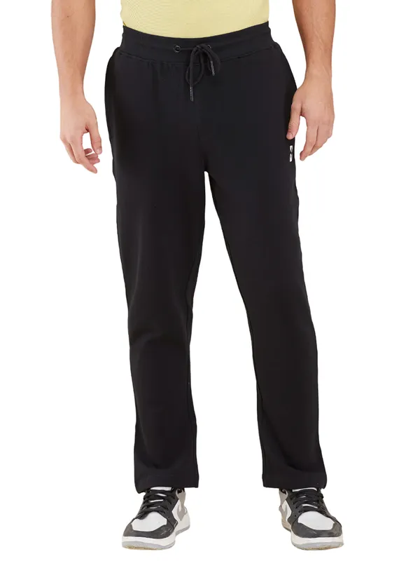 BEING HUMAN plain black cotton track pant