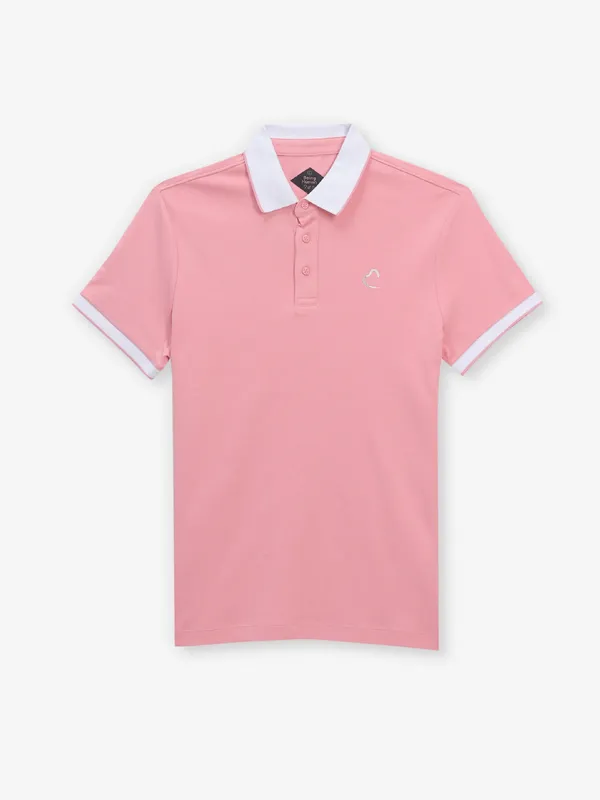 BEING HUMAN plain pink cotton polo t-shirt