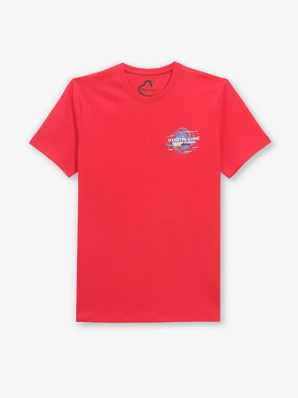 BEING HUMAN red cotton half sleeve t-shirt