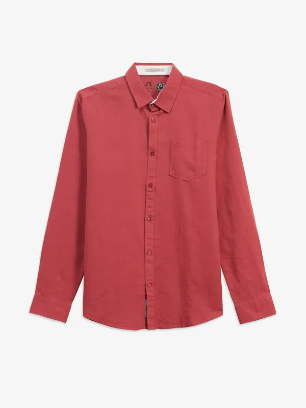 BEING HUMAN red plain cotton shirt