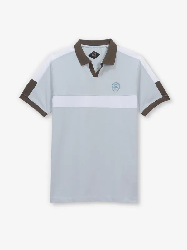 BEING HUMAN sky blue color block t-shirt