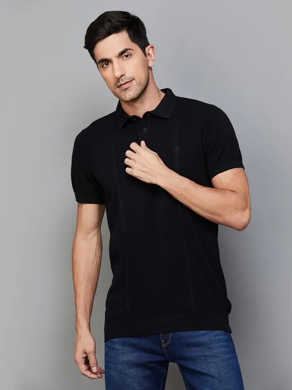 BEING HUMAN slim fit black polo t-shirt