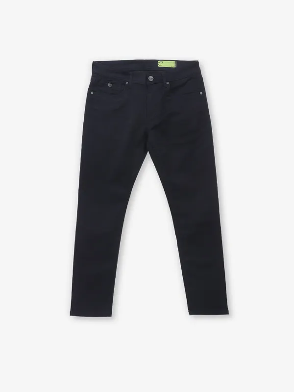 BEING HUMAN solid black denim jeans for men