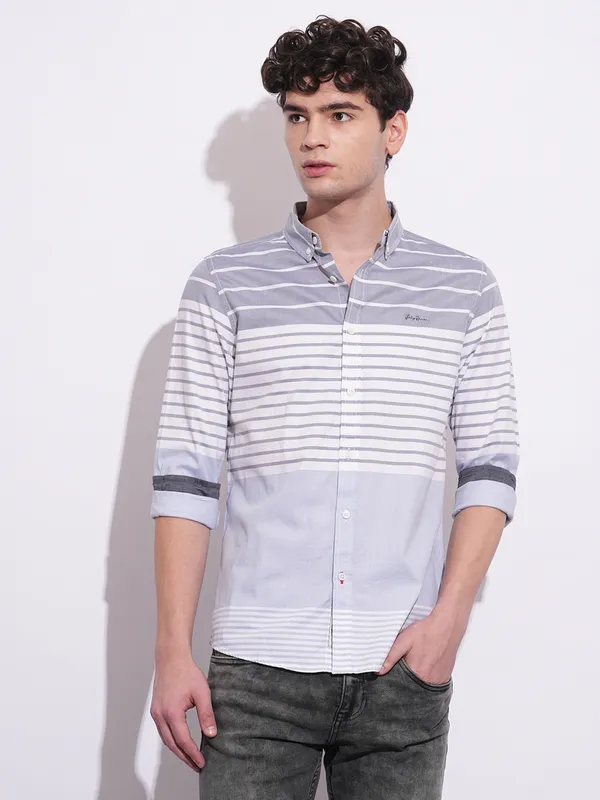BEING HUMAN stripe grey casual shirt