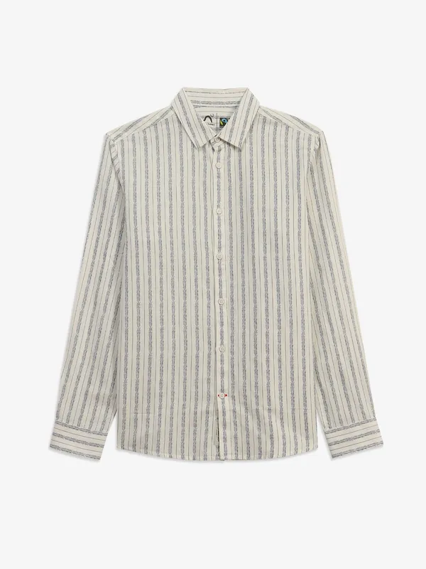 BEING HUMAN stripe off-white shirt