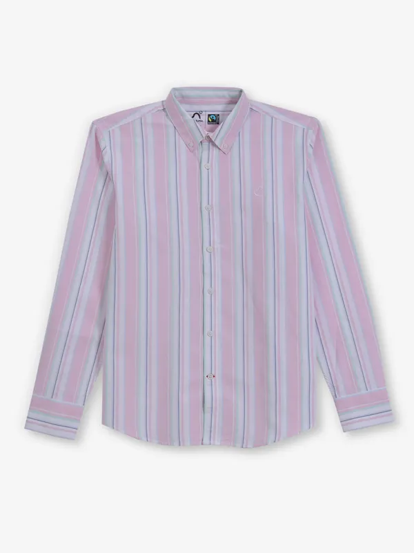 BEING HUMAN stripe pink cotton buttondown shirt