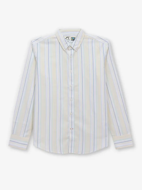 BEING HUMAN stripe yellow cotton shirt