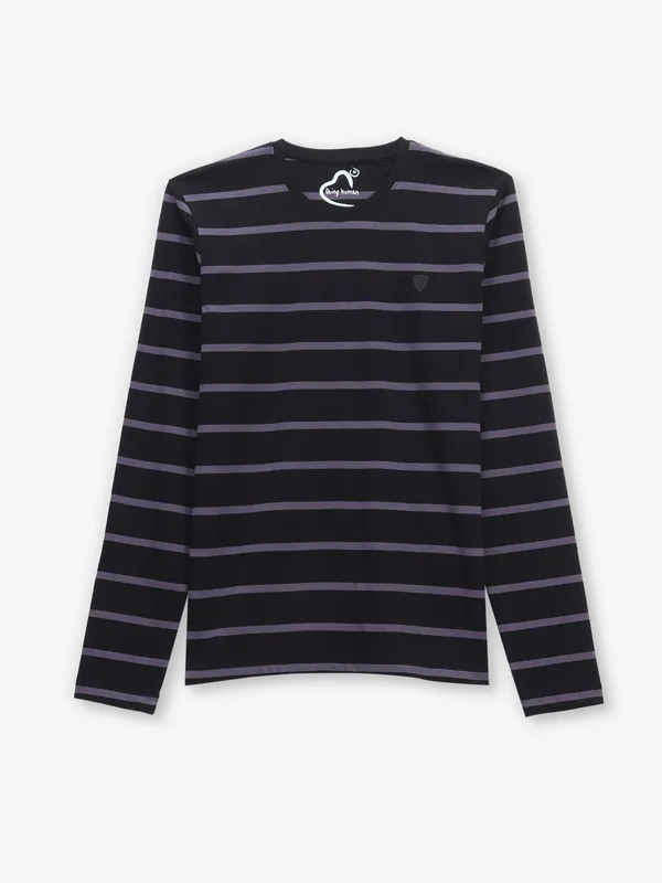 BEING HUMAN striped black cotton t-shirt