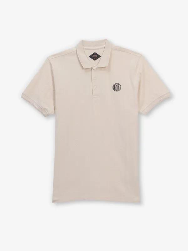 BEING HUMAN texture beige cotton t-shirt
