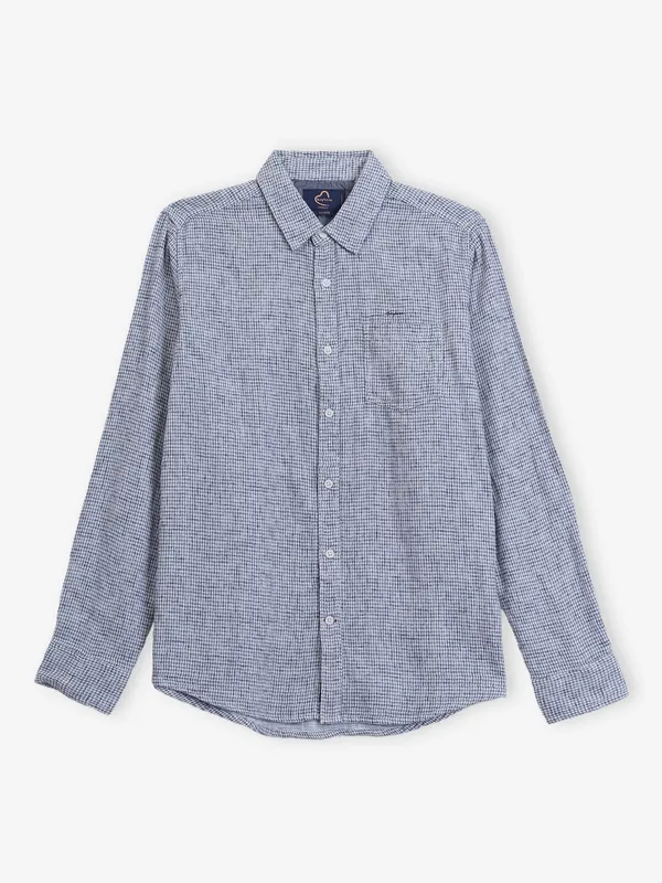BEING HUMAN textured navy and white cotton shirt