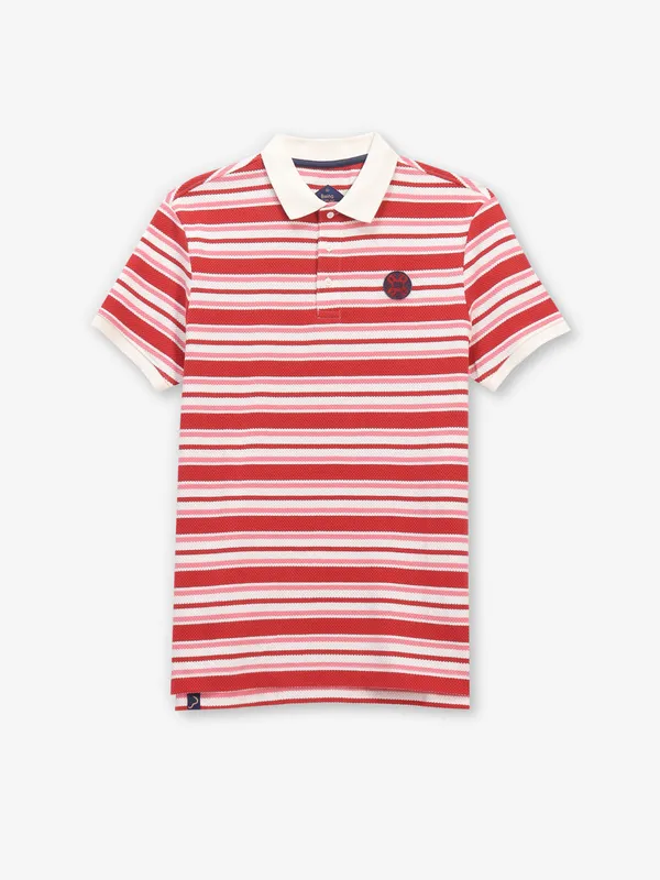 BEING HUMAN white and brown stripe cotton t-shirt