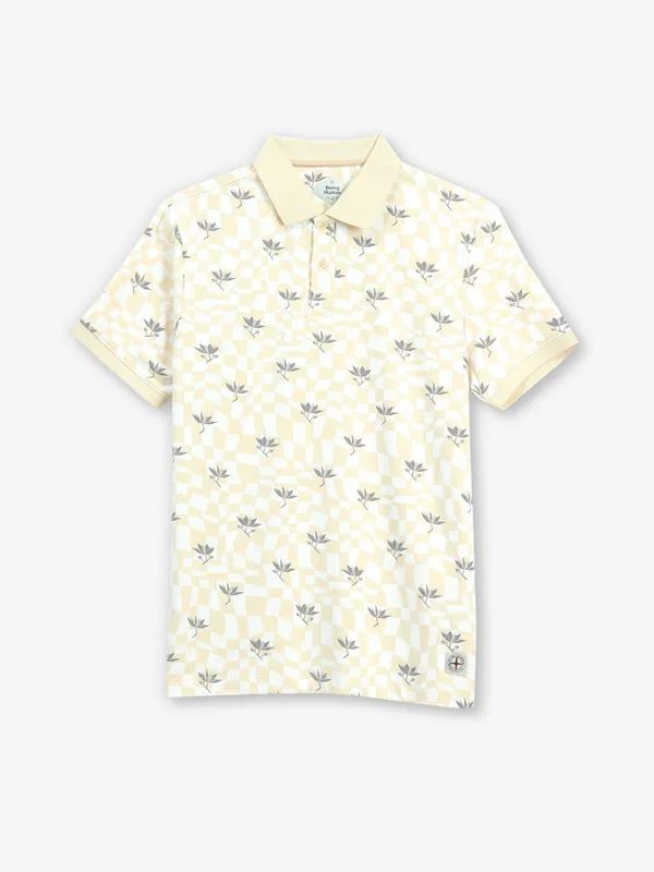 BEING HUMAN white and cream checks t-shirt