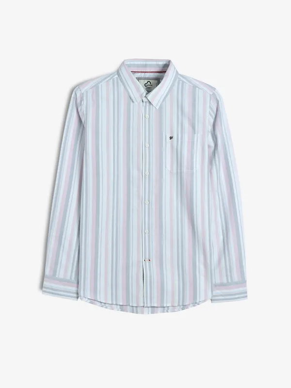 BEING HUMAN white and pink cotton shirt