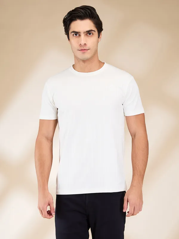 BEING HUMAN white cotton round neck t-shirt