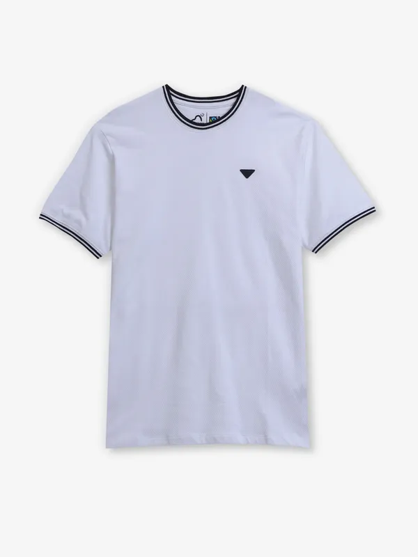 BEING HUMAN white cotton slim fit plain t-shirt