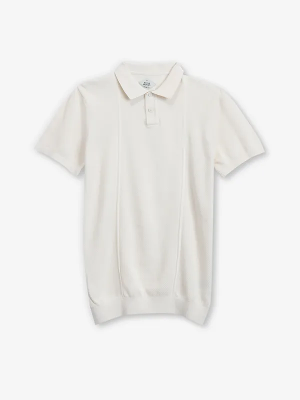 BEING HUMAN white cotton slim fit polo t-shirt