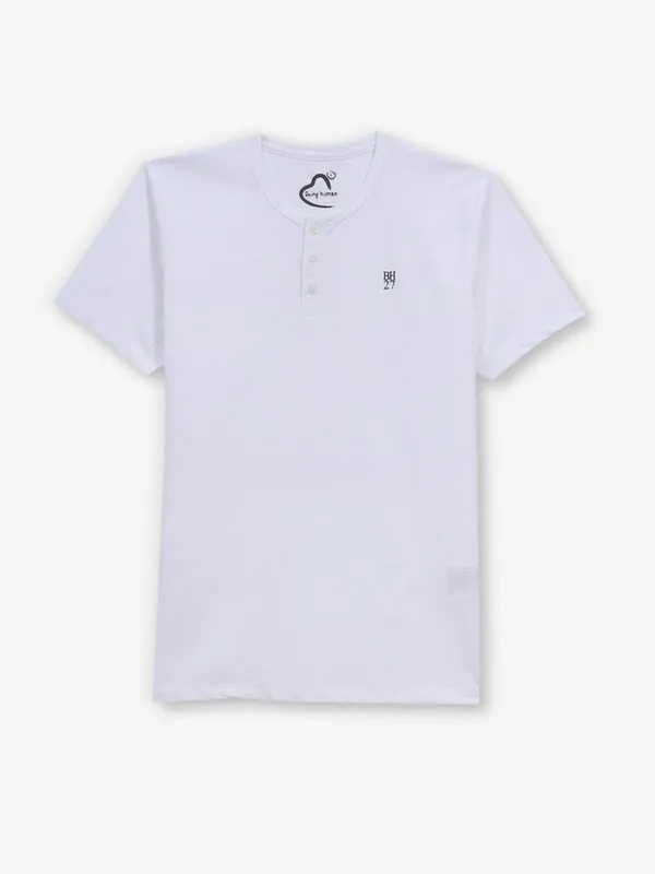 BEING HUMAN white plain cotton t-shirt