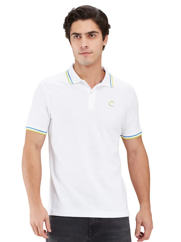 BEING HUMAN white plain cotton t-shirt for man