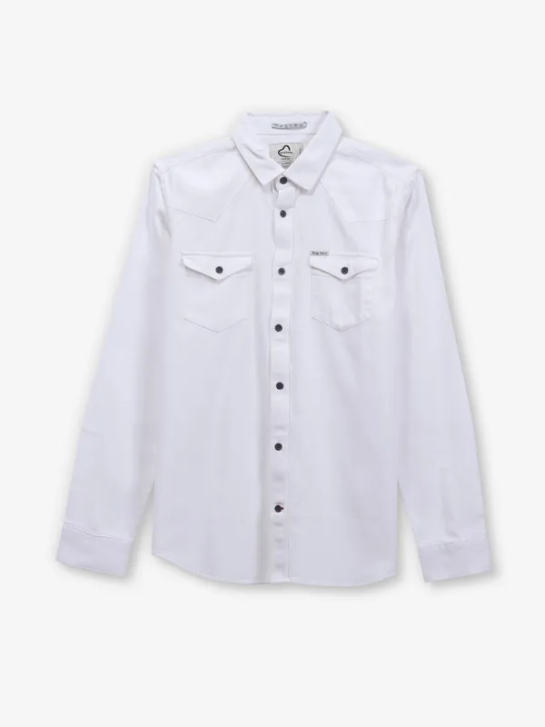 BEING HUMAN white plain full sleeve cotton shirt