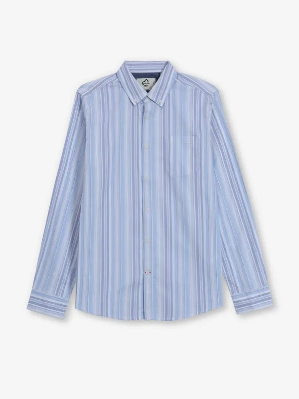 BEING HUMAN white stripe cotton shirt