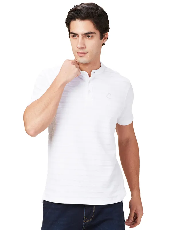 BEING HUMAN white textured hanley t-shirt
