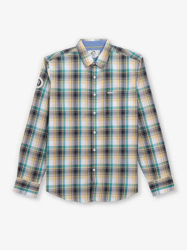 BEING HUMAN yellow and green checks shirt