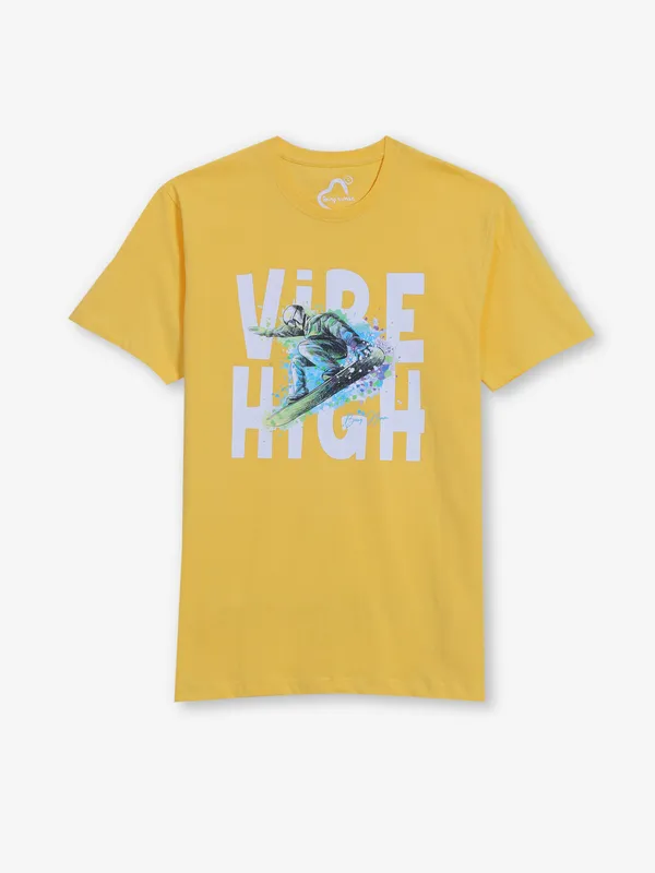 BEING HUMAN yellow printed slim t-shirt